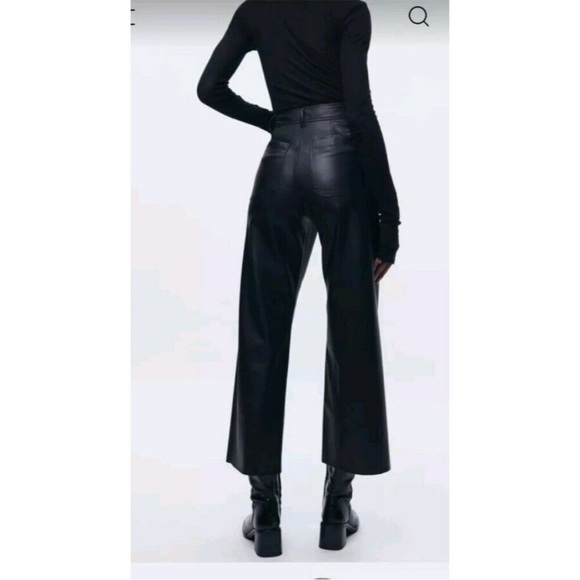 NWT  Women’s The Marine Straight Leg Leather Trousers Black Size 2 - Picture 3 of 10